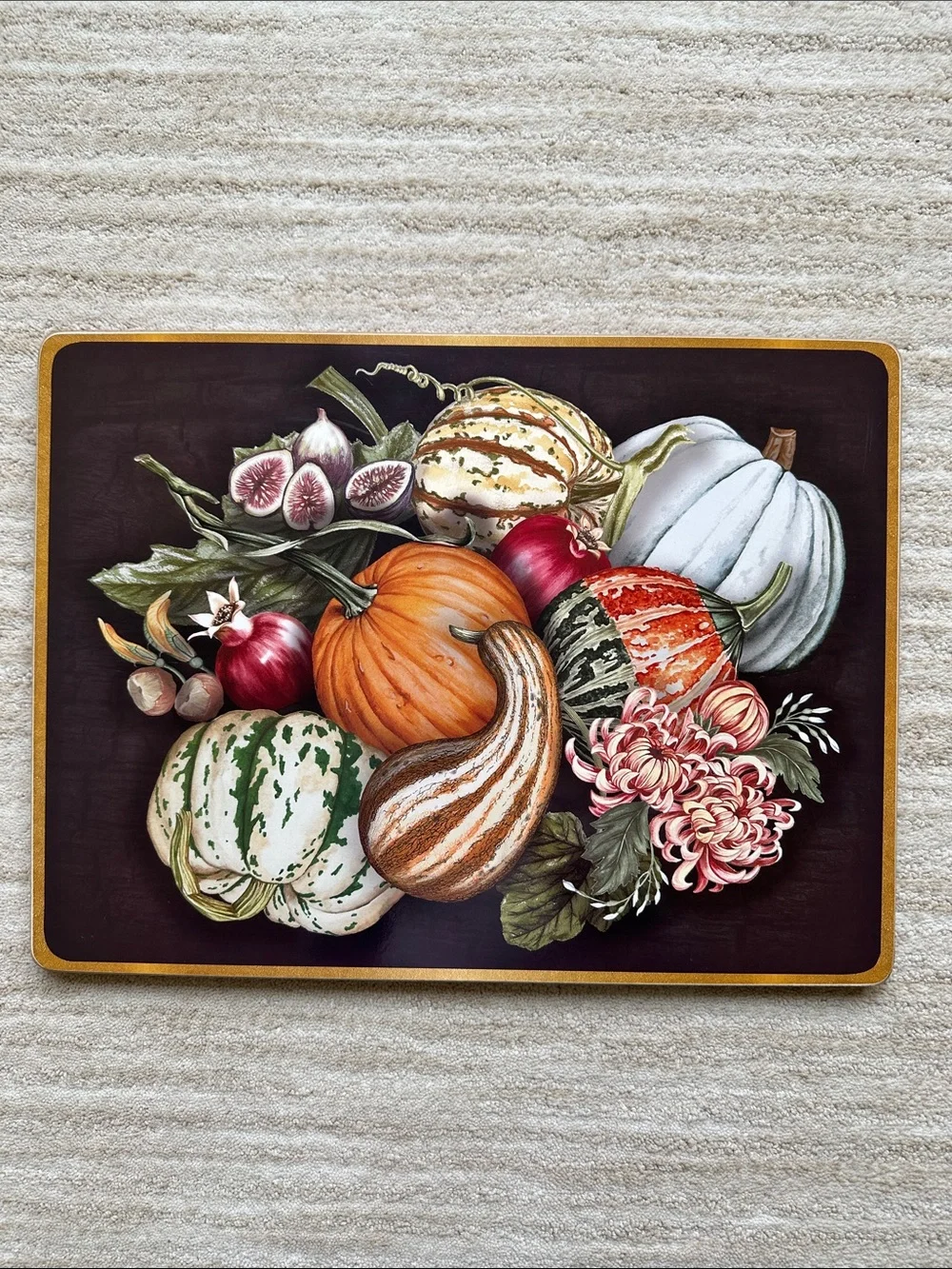 Set of 4 Williams Sonoma Harvest Pumpkin Cork-Backed Placemats